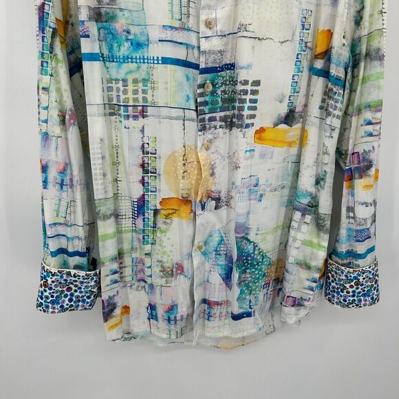 ROBERT GRAHAM Stagecoach Abstract White Blue Long Sleeve Button Up Shirt Size XL - Picture 5 of 8